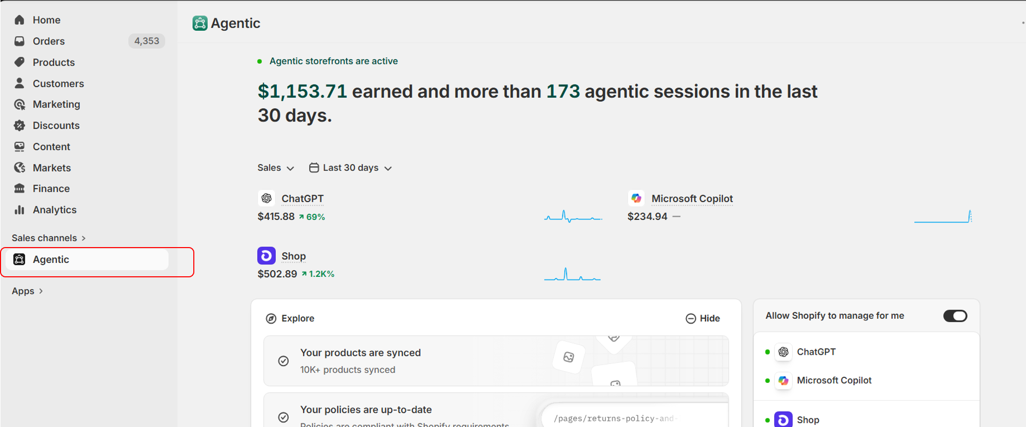 Shopify Agentic Dashboard